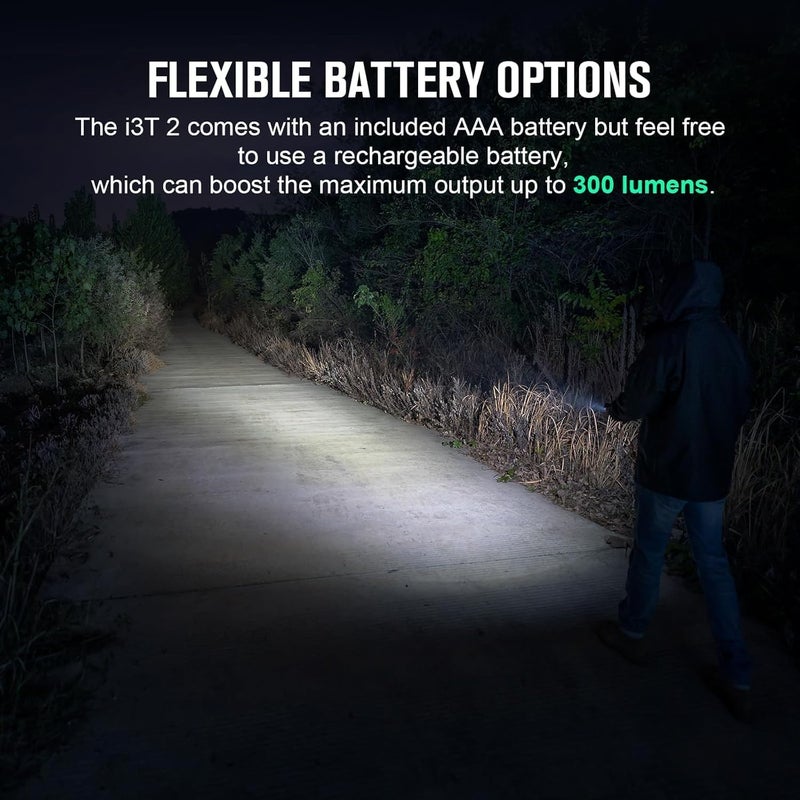 OLIGHT I3T 2 EOS Pocket EDC Flashlight, 200 Lumens Compact Bright Handheld Flash Lights, Dual-Output Tail Switch with AAA Battery and Two-Way Pocket Clip for Camping and Hiking (Black) - Image 4